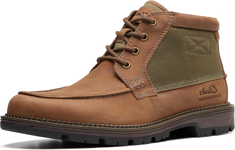 Clarks Maplewalk Moc – Imported Men’s Leather Chukka Boots (Brown Combi, All-Day Comfort, For Office & Everyday Style)
