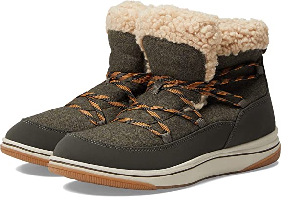 Clarks Women's Breeze Glacier Ankle Boot - Dark Olive Combi