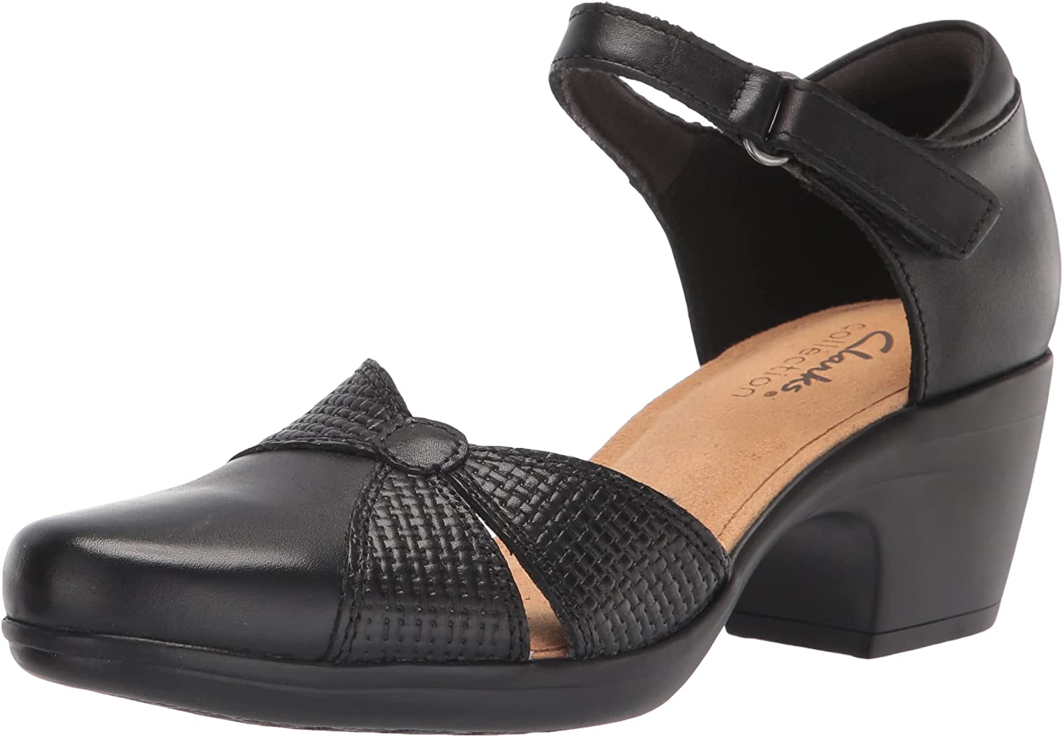 Clarks Women's Emily Rae Pump, 10 Narrow - Black Leather