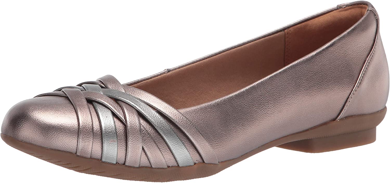 Clarks Women's Sara Clover Ballet Flat - Metallic Combination Synthetic