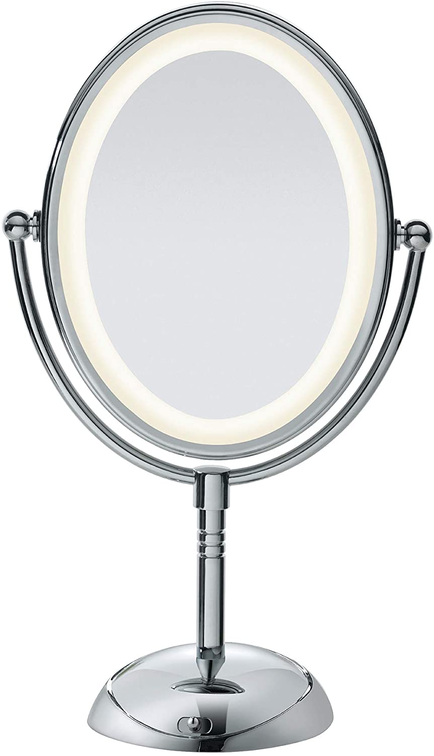 Conair Lighted Makeup Mirror – Double-Sided 1X/7X Magnification | LED Vanity Mirror with Polished Chrome Finish | Battery Operated