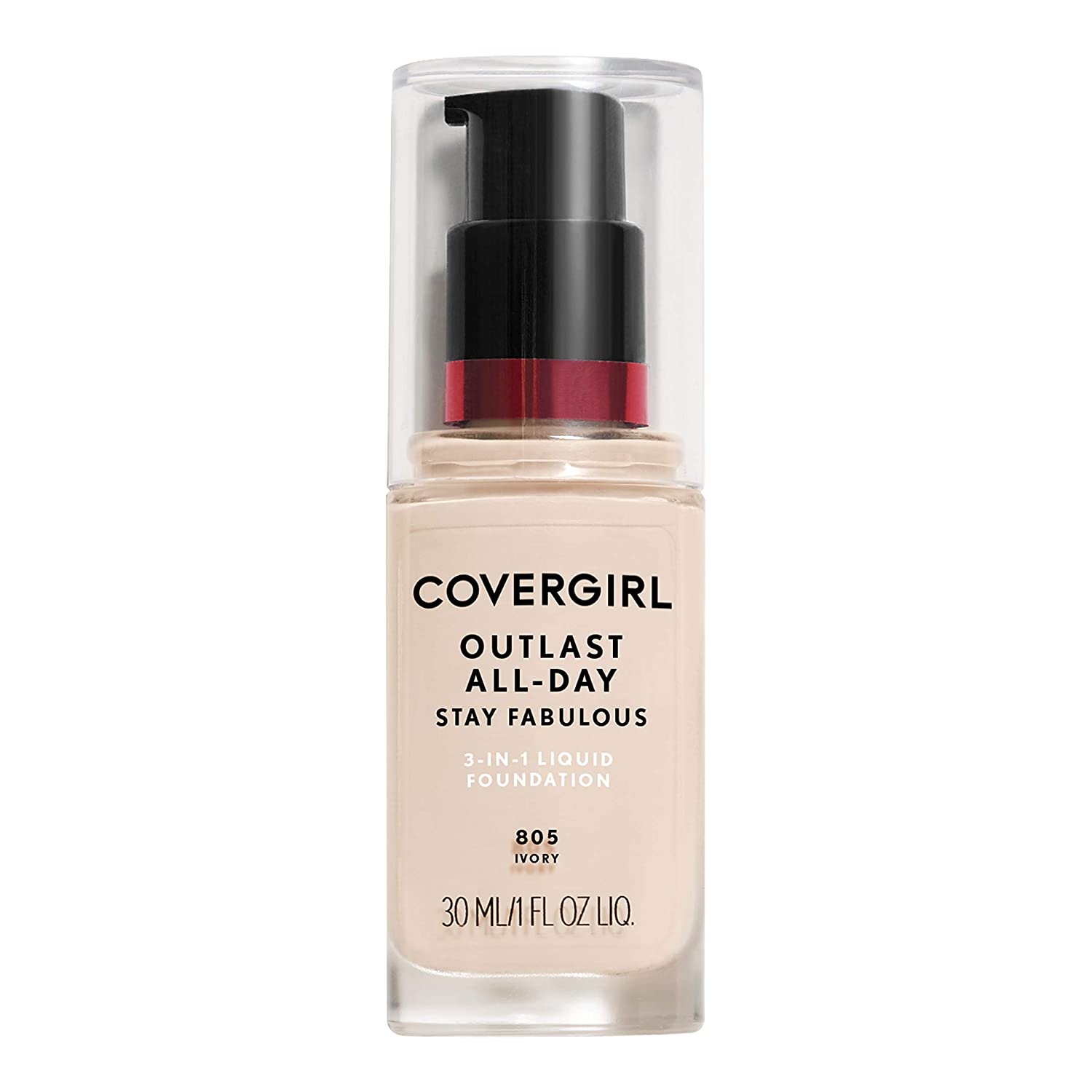 COVERGIRL Outlast All Day Stay Fabulous 3-in-1 All Day Foundation, 805 Ivory with SPF 20%- 1 Fl.Oz (30 ml)