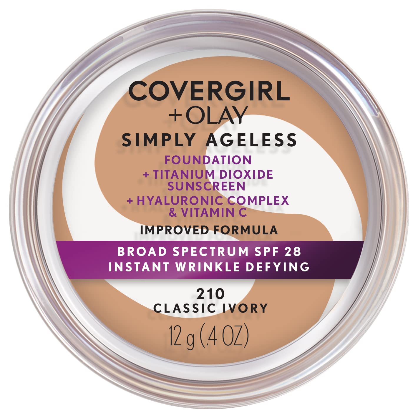 COVERGIRL & OLAY Simply Ageless Instant Wrinkle Defying Foundation Classic Ivory, 210 - 0.4 oz (12g)