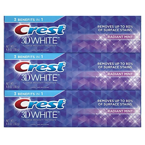 Crest 3D White Toothpaste Radiant Mint, 3.8 oz (Pack of 3) (Packaging May Vary)