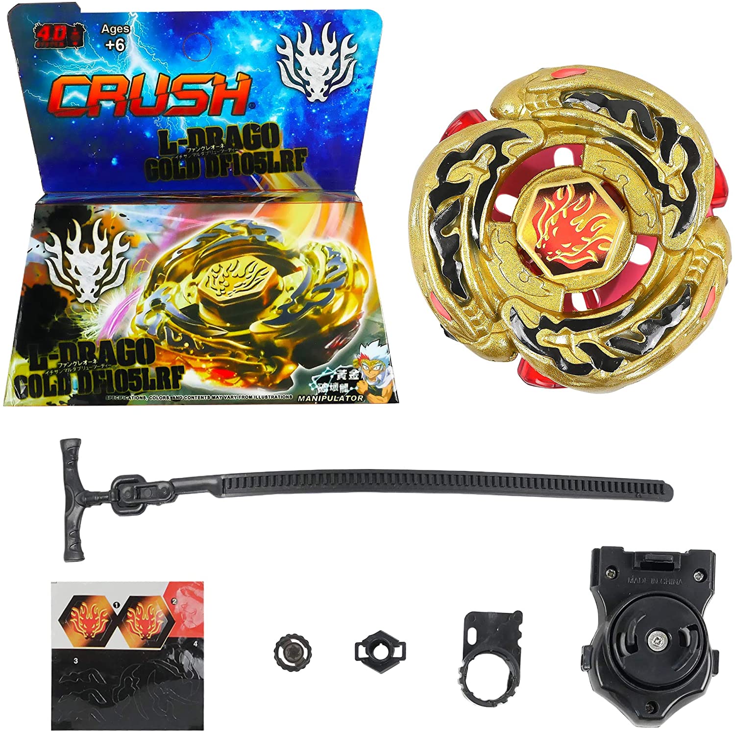 Crush Blades Metal Fusion Starter Set with 1 Battle Gold L-Drago DF105LRF- 3.9oz (396g)