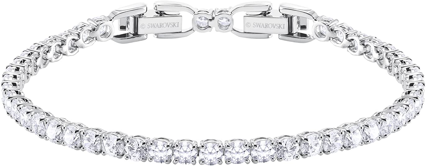 SWAROVSKI Tennis Deluxe Crystal Bracelet and Necklace Jewelry Collection, Rhodium Tone