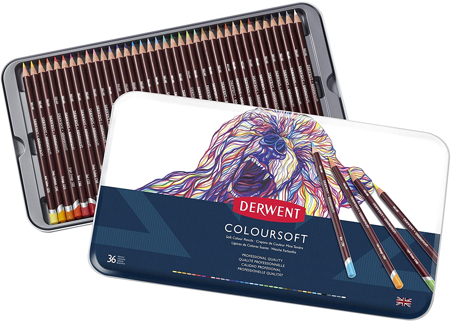Derwent Colored Pencils, ColourSoft Pencils, Drawing, Art, Metal Tin - 36 Count