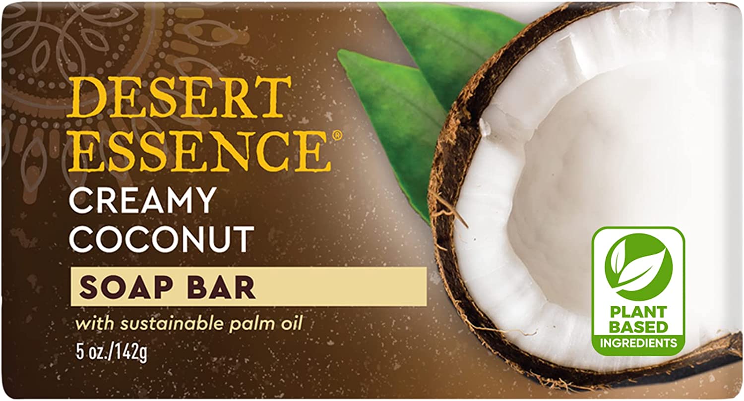 Desert Essence Creamy Coconut Soap Bar, Moisturizing Creamy Coconut Soap for Gentle Cleansing, 5 Oz (142g)