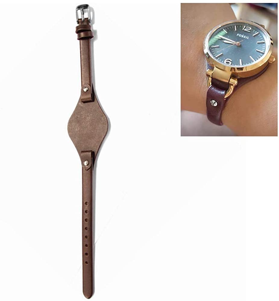 Dioway Women's 8mm Spring Bar Watch Band Genuine Calf Leather Replacement Straps