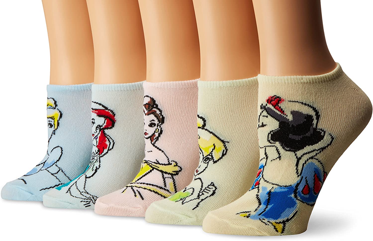 Disney Frozen Women's 5 Pack No Show Socks - (Blue-Frozen, 9-11)