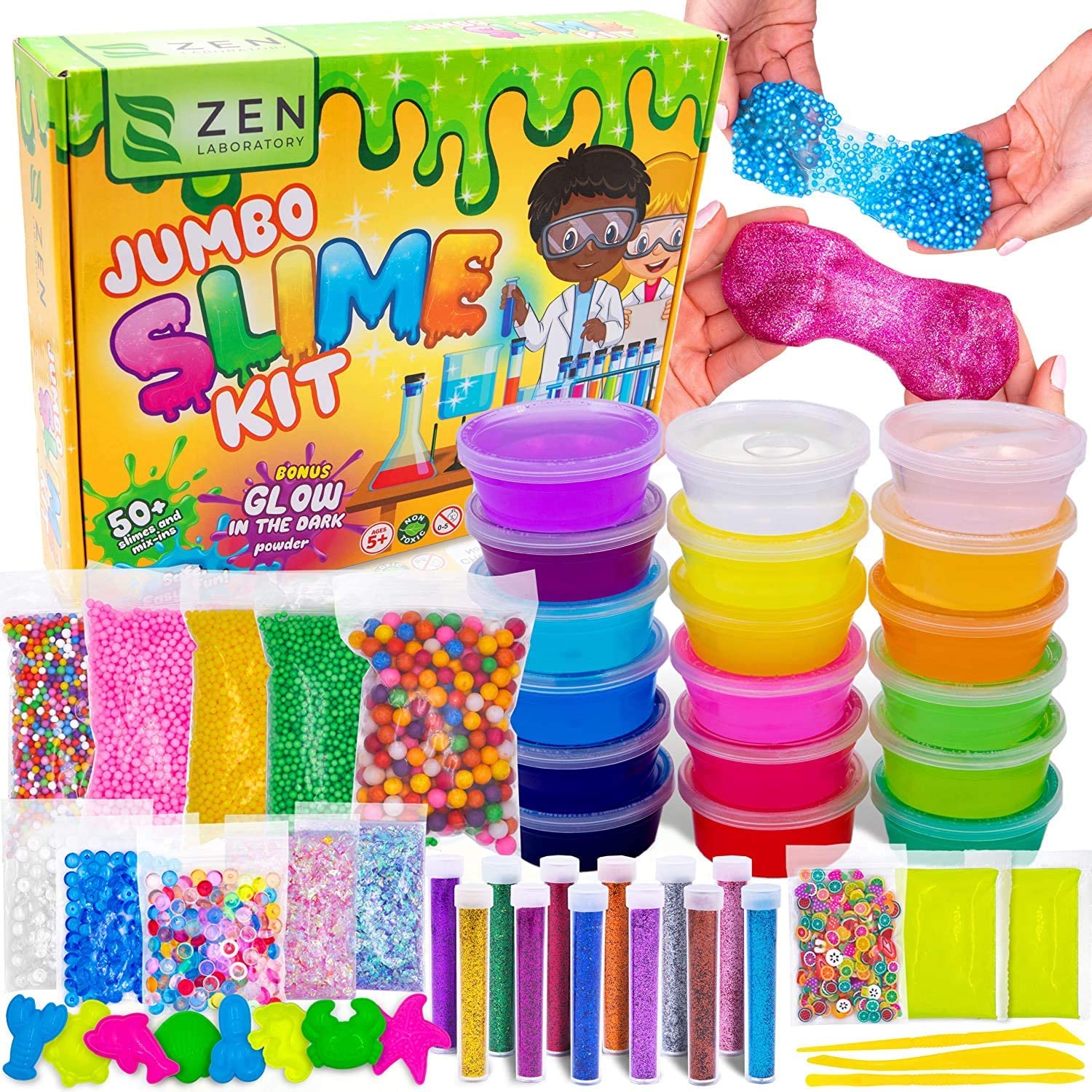 DIY Slime Making Kit for Girls Boys Kids for 7 -12 Years Old Children, Glow in Dark Glitter Slime Maker Craft Supply