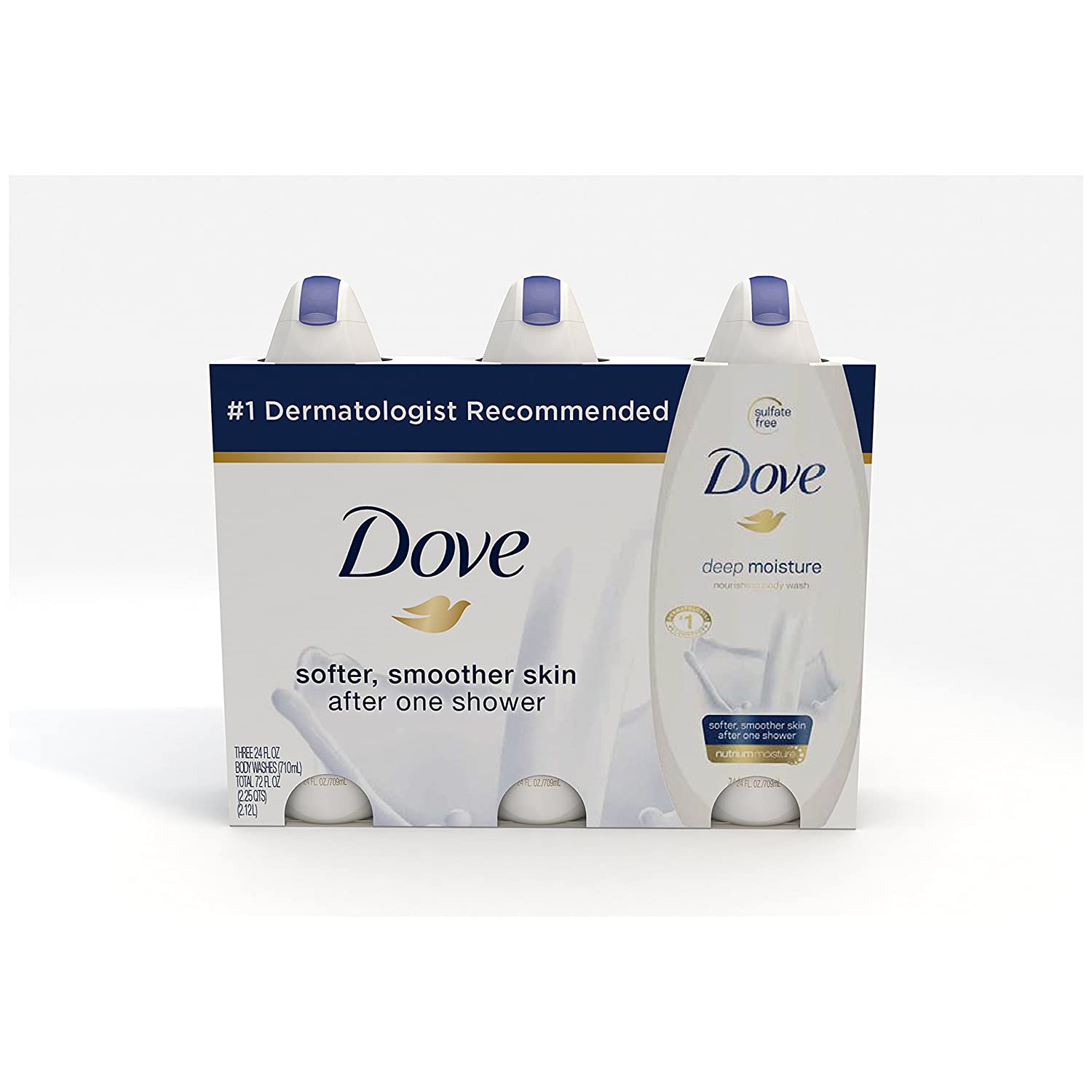 Dove Deep Moisture Body Wash Value Pack, 3 Ct- 24 Oz (680g)