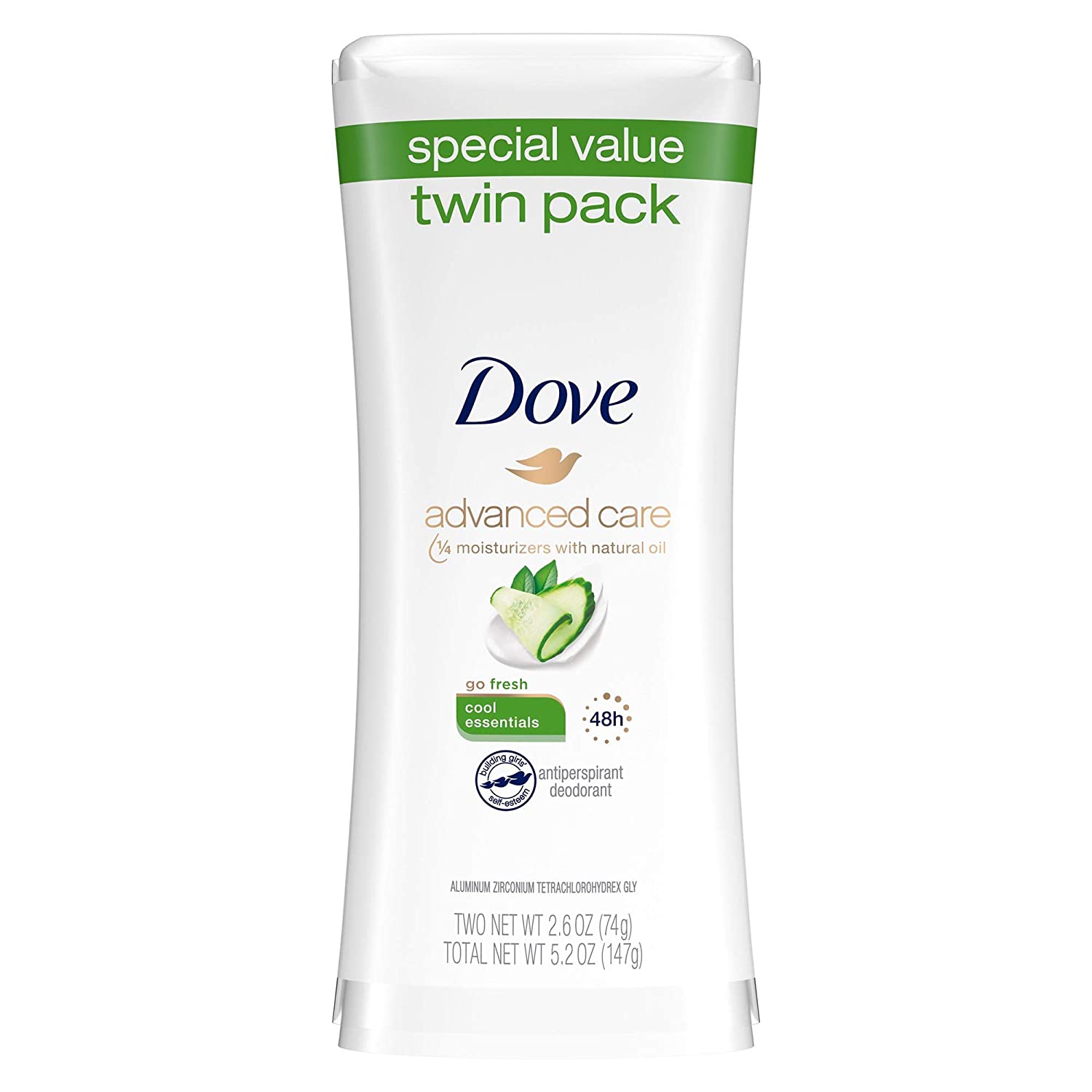 Dove go fresh Antiperspirant Deodorant, Cool Essentials 2.6 oz, Twin Pack  (74g)