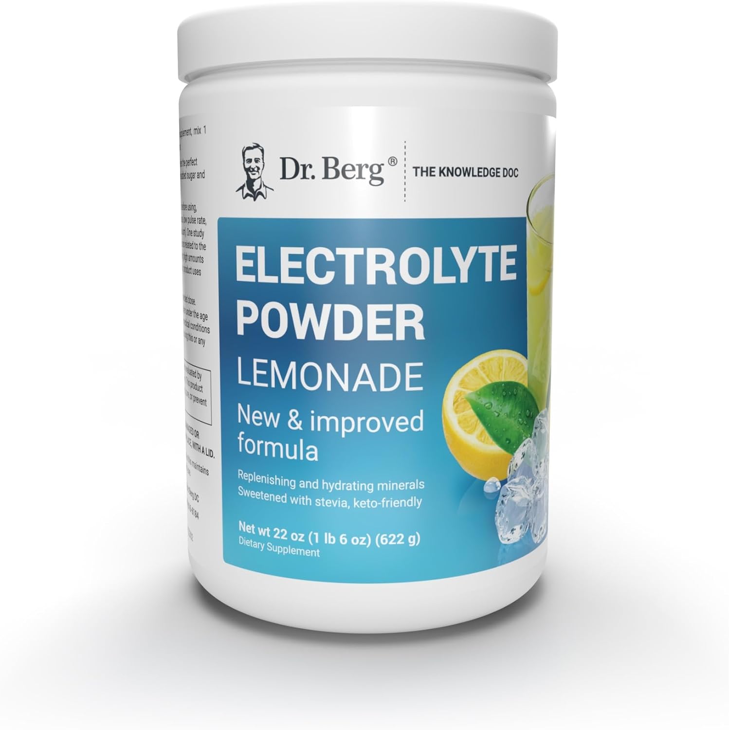 Electrolyte Powder for Hydration Lemonade Flavor 1,000mg of Potassium & Real Pink Himalayan Salt, 100 Servings