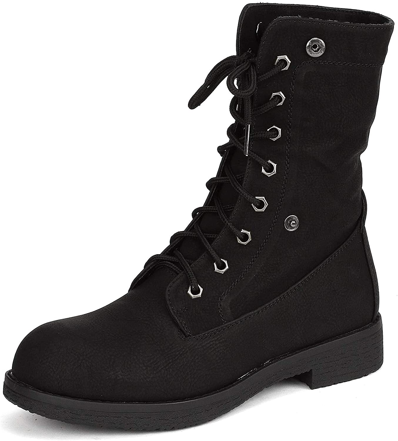 DREAM PAIRS Women's Montreal Faux Fur Winter Combat Boots Ankle Bootie - (Black, 8.5)