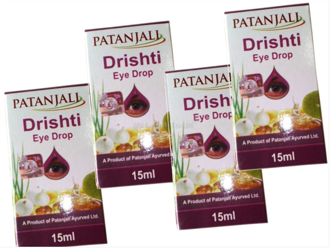 Drishti Natural Ayurvedic Active Herbs Organic Eye Drops, No Side Effect, Pack of 4- 15ml