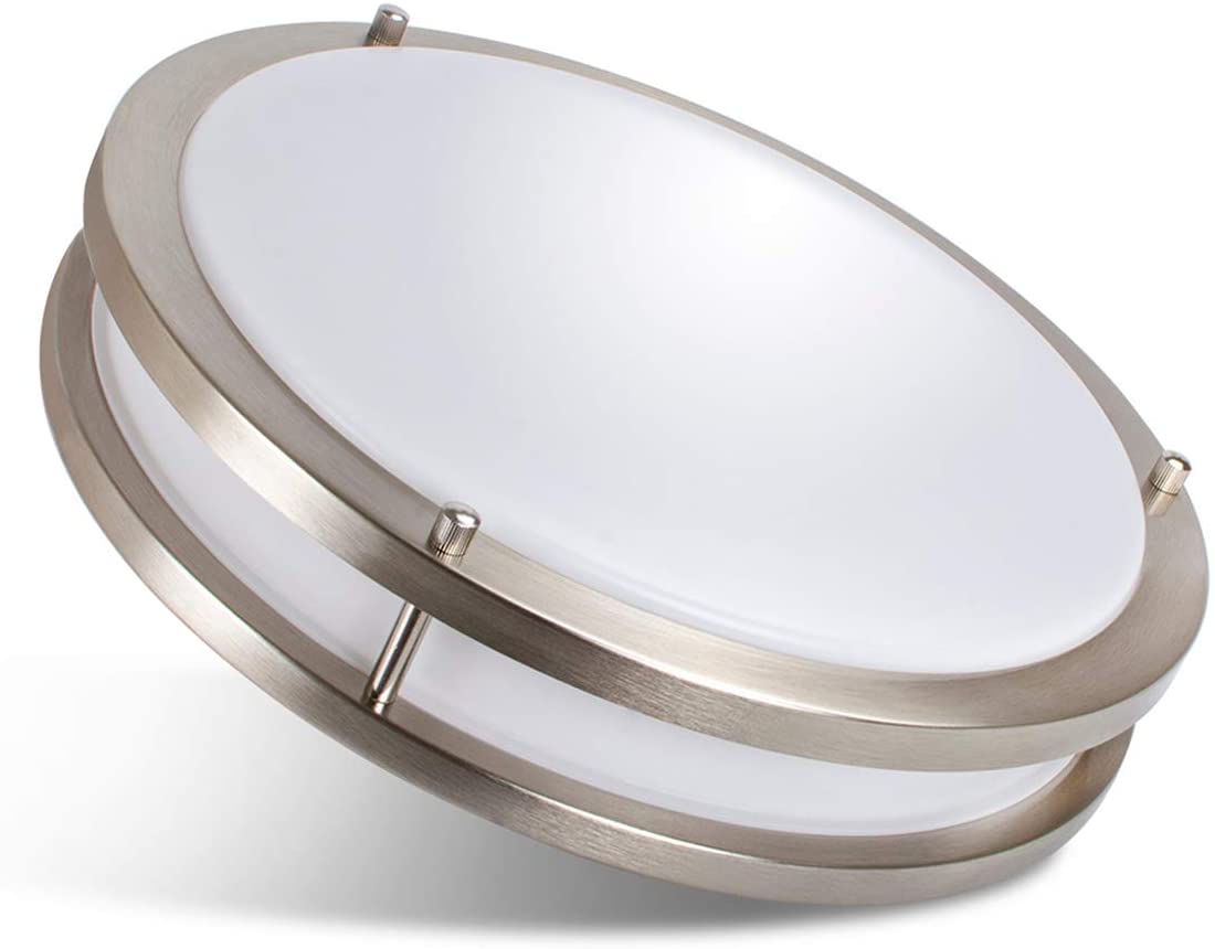 Super Bright 3200 Lumens LED Ceiling Light with 13" inch Flush Mount Light Fixture for Home - Brushed Nickel