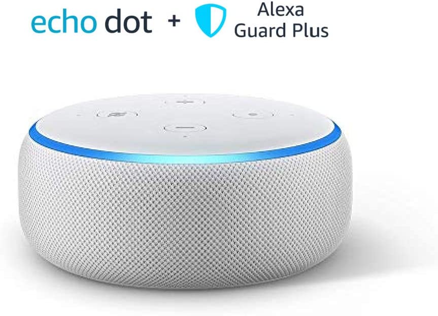 Echo Dot (3rd Gen), Sandstone, with 30-day free trial of Guard Plus (monthly auto-renewal)