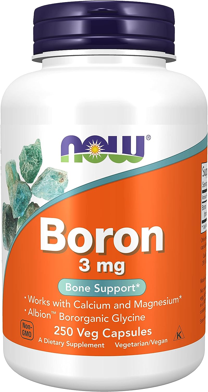 NOW Supplements Boron 3 mg: Building a Foundation of Structural Support - 250 VCaps