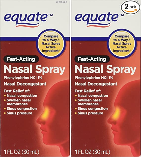 Equate 4-Way Nasal Spray 3-Pack Phenylephrine HCl - 1 fl oz each