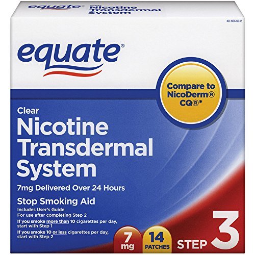 Equate Clear Nicotine Transdermal System  Step Three  7 mg Stop Smoking Aid  Patches, 14-Count Box