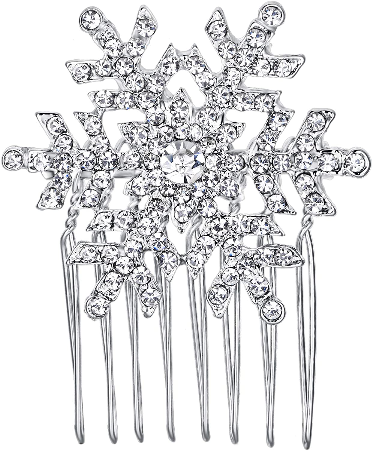 EVER FAITH Winter Snowflake Hair Side Comb Clear Austrian Crystal