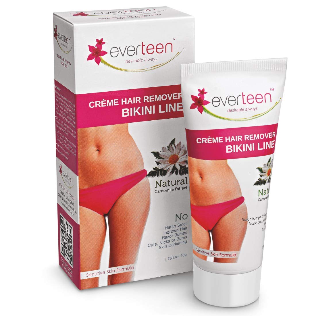 Everteen Bikini Line, Underarms, Legs and Body Hair Remover Cream - 1.76oz (50g)