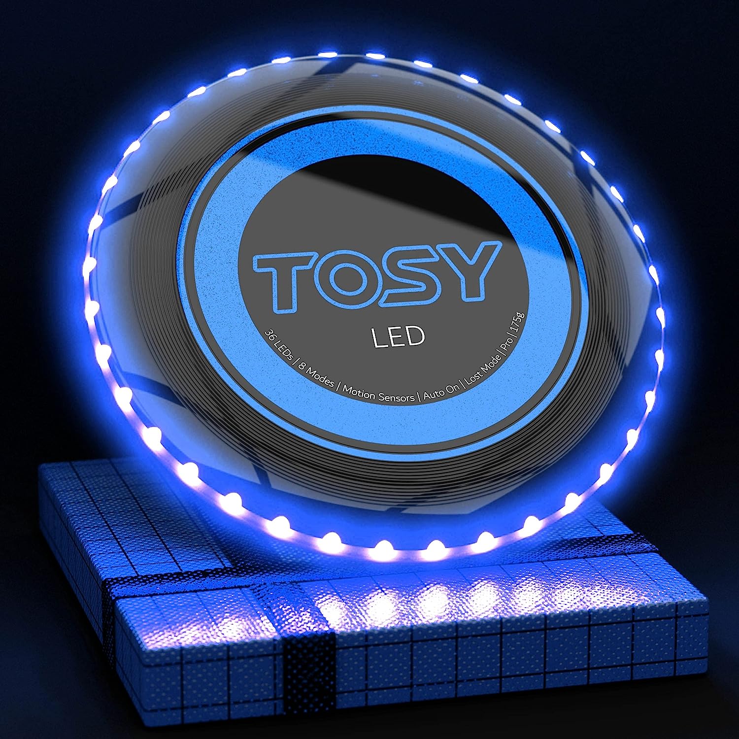 IllumiGlide: TOSY 36 & 360 LED Flying Auto Light Up Disc for All Ages, Smart Bright Light Up Frisbee, 175g