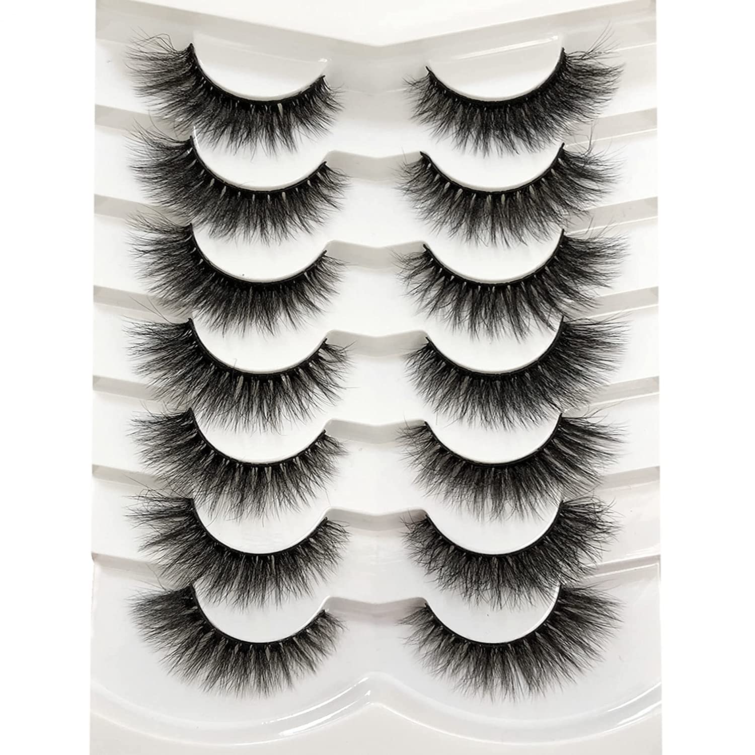 False Cat Eye Faux Mink Fluffy Short Wispy Natural Fake Eyelashes, Pack of 7 Pairs - 0.81oz (23g)