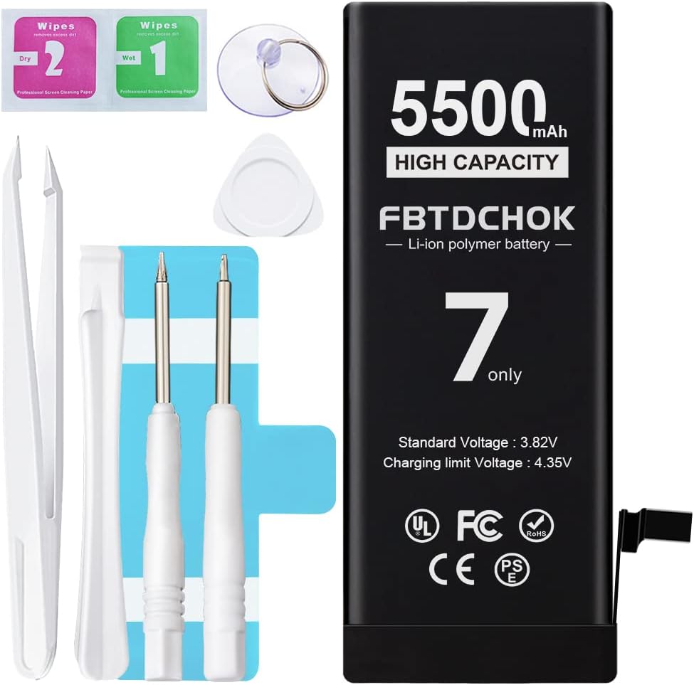 FBTDCHOK Upgraded Battery for iPhone 7 / 7G with High Capacity and Complete Repair Tool Kit
