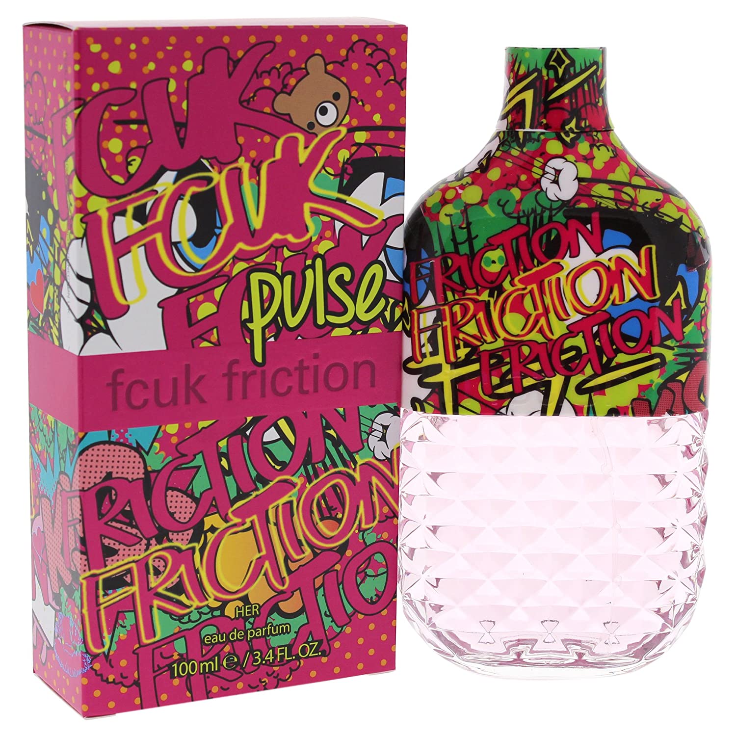 FCUK Friction Pulse Eau De Parfum Spray for Her - 3.4 Fl.Oz (100ml)