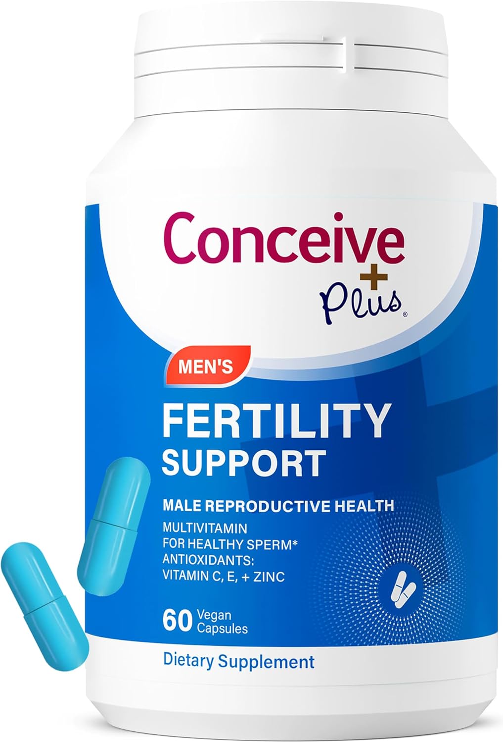 CONCEIVE PLUS Fertility Support for Men – Imported Sperm Health & Motility Multivitamin with Zinc, Maca Root, Selenium & Vitamin C | 60 Vegetarian Capsules (30 Days) | Premium Conception Supplement