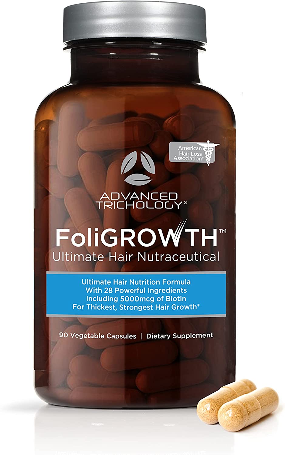 FoliGROWTH™ Hair Growth Supplement for Thicker Fuller Hair, Revitalize Thinning Hair Hair Loss Treatment Clinics - 90 VCaps