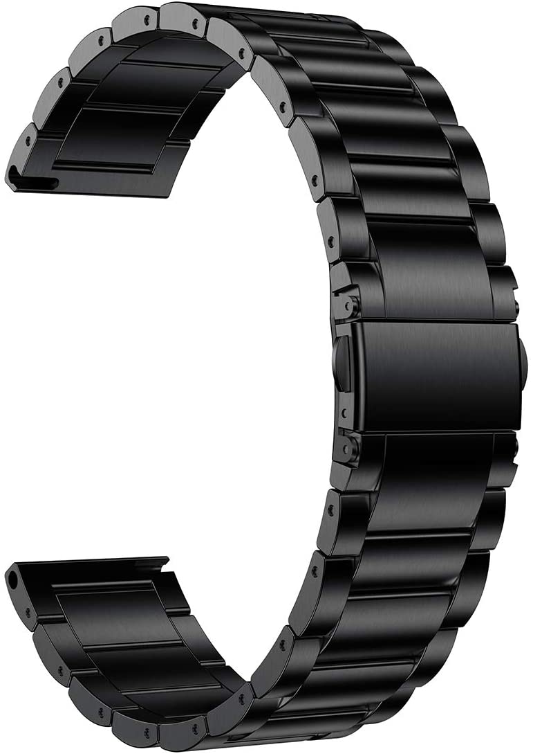 Fossil 22mm Band, Stainless Steel Metal Strap Compatible for Fossil Gen 6/5 Carlyle/Julianna/Garrett HR, Q Explorist HR Gen 4/3, Sport 43mm, Gen 5E 44mm Smartwatch, Black