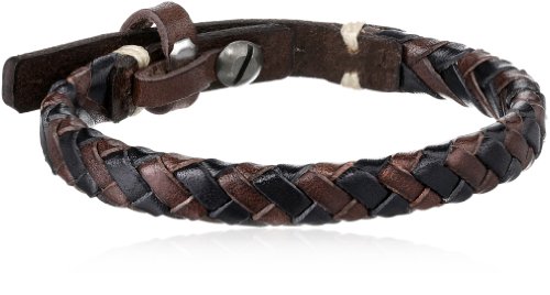 Fossil Men's Casual Stainless Steel and Genuine Leather Braided Bracelet - Black/Brown