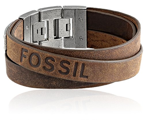 Fossil Men's Double Strap Leather Bracelet - Brown