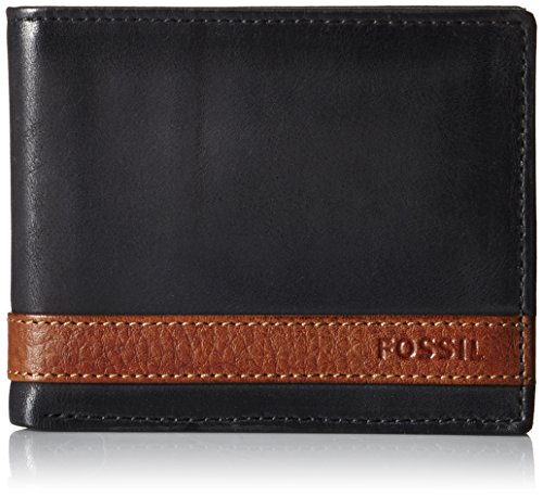 Fossil Men's Quinn Leather Bifold Wallet - Black Flip Id