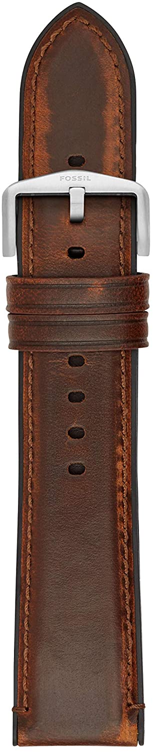 Fossil Unisex 22mm Leather/Silicone Interchangeable Watch Band Strap - Dark Brown