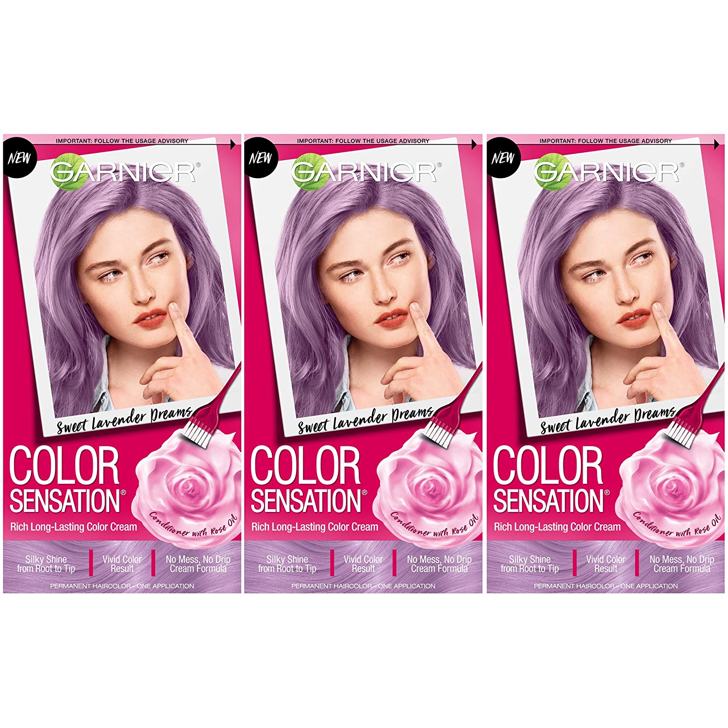 Garnier Hair Color Sensation Hair Cream, Sweet Lavender Dreams, (Pack of 3)