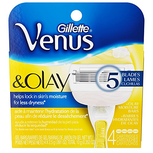 Gillette Venus & Olay Women s Razor Blade Refills Infused with Olay Coconut Scent, 4 Count (2.5g) Each