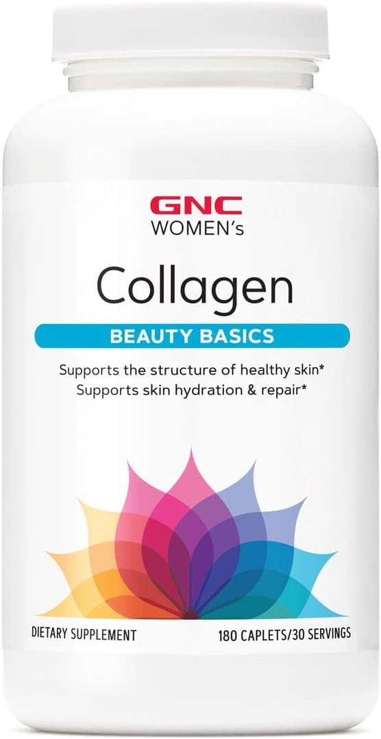 GNC Women's Collagen Supplement for Skin Cell Improvement and Repair Formula with Hyaluronic Acid, 180 Caplets