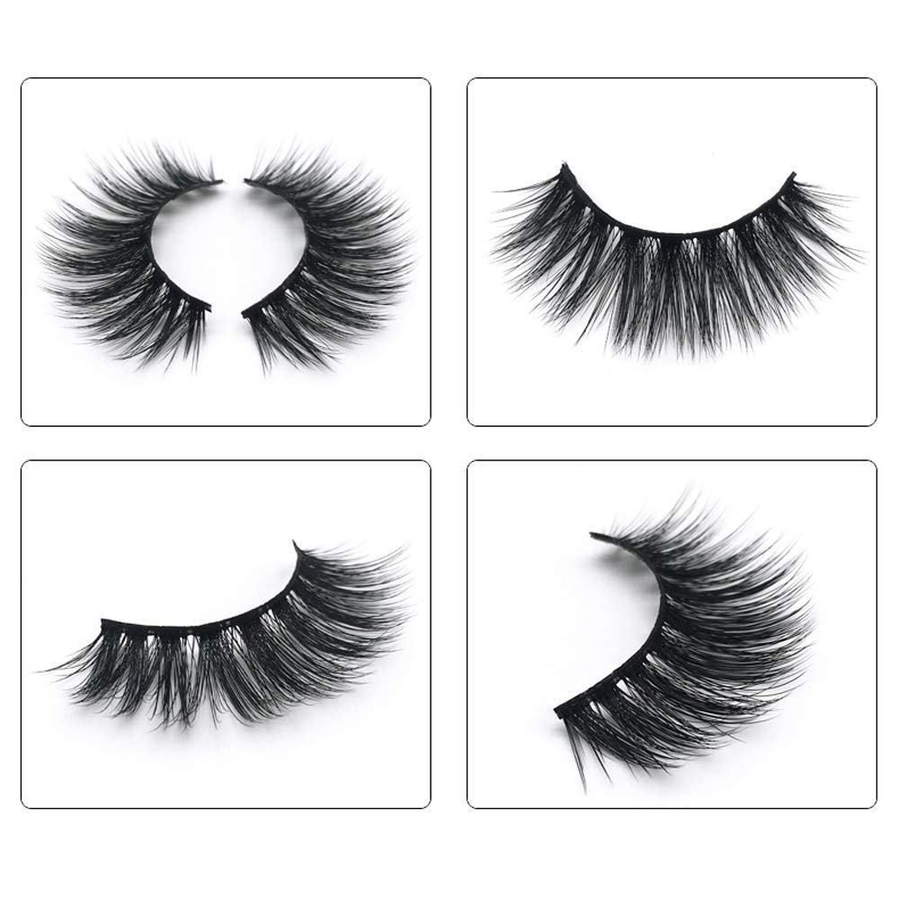 Handmade Reusable Mink Luxurious Wispy Natural Cross Thick Long False Eyelashes Pack of 15 -0.81oz (23g)