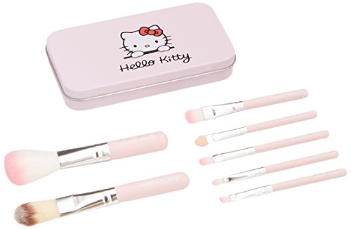 Hello Kitty Decorating 7 Pcs Professional Kitty Soft Makeup Brush Set with Box - 3.84oz (28g)