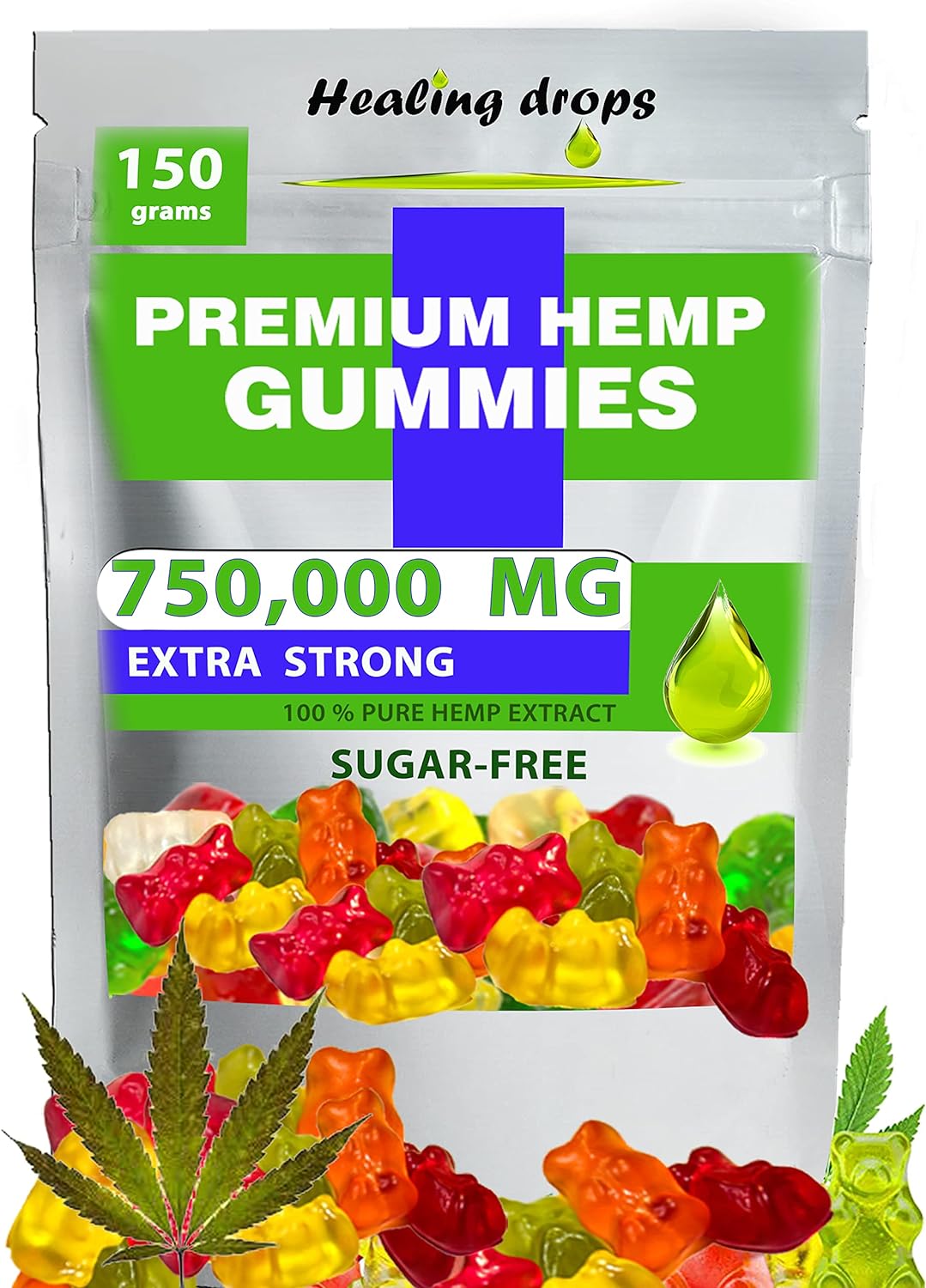 Hemp Gummies 750,000mg Premium Organic Sugar-Free Natural Health Support High Potency Rich in Vitamins B E C D Omega 3 6 9 Super Gummy Bears