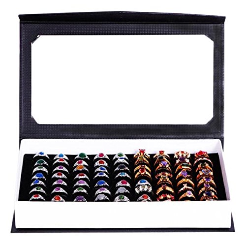 High-grade 72 Slot Ring Box Velvet Jewelry Ring Display Case Box Jewelry Storage Box, Black