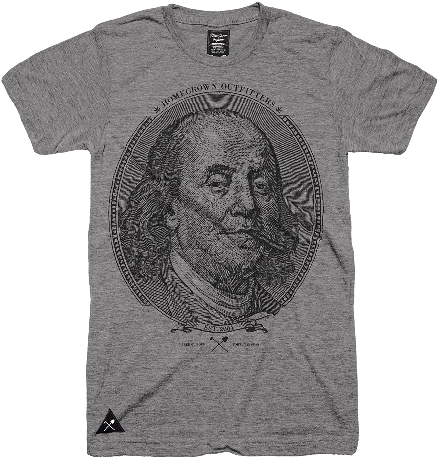 HomeGrown Outfitters Men s Benjamin Stanklin T-Shirt 2XL Heather Gray