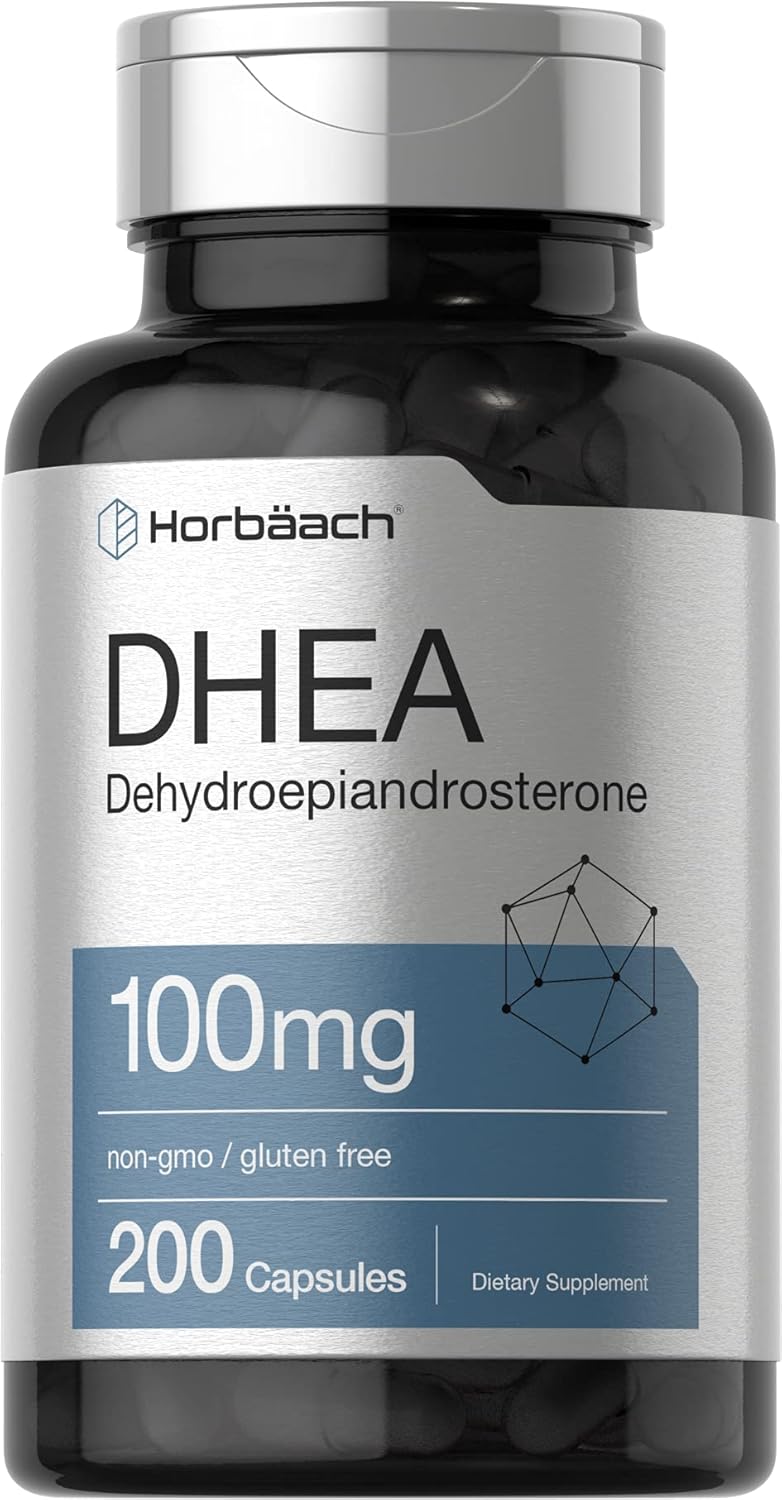 Horbäach DHEA 100mg (200 Capsules) | Authentic Hormone Balance & Healthy Aging Supplement for Men & Women