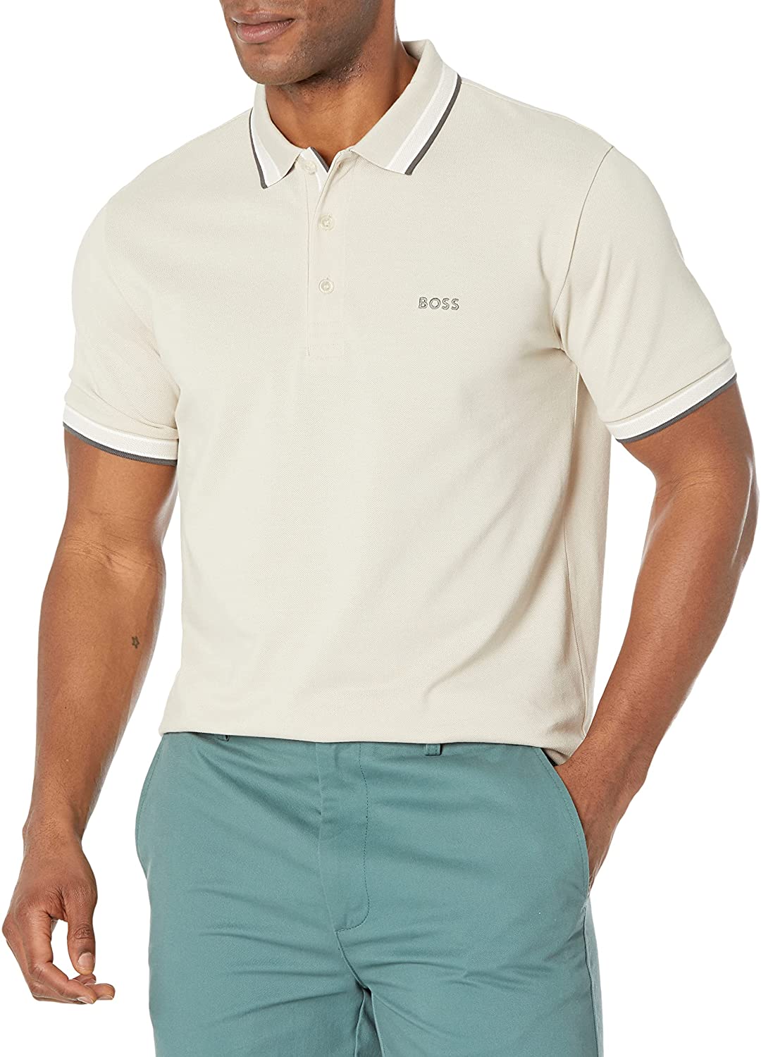 Hugo Boss Men's Paddy Polo Shirt, Stone Beige, XL