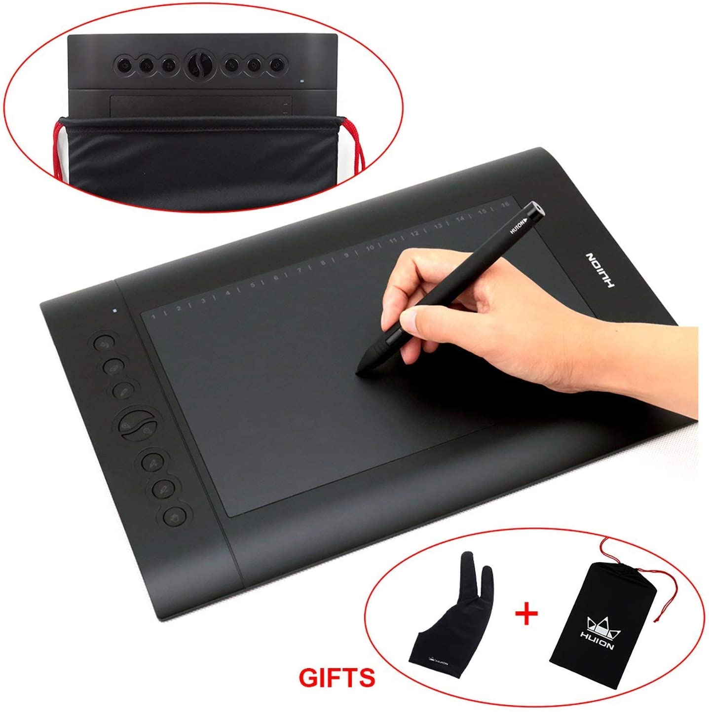 Huion H610 Pro Graphic Drawing Tablet with Carrying Bag and Glove