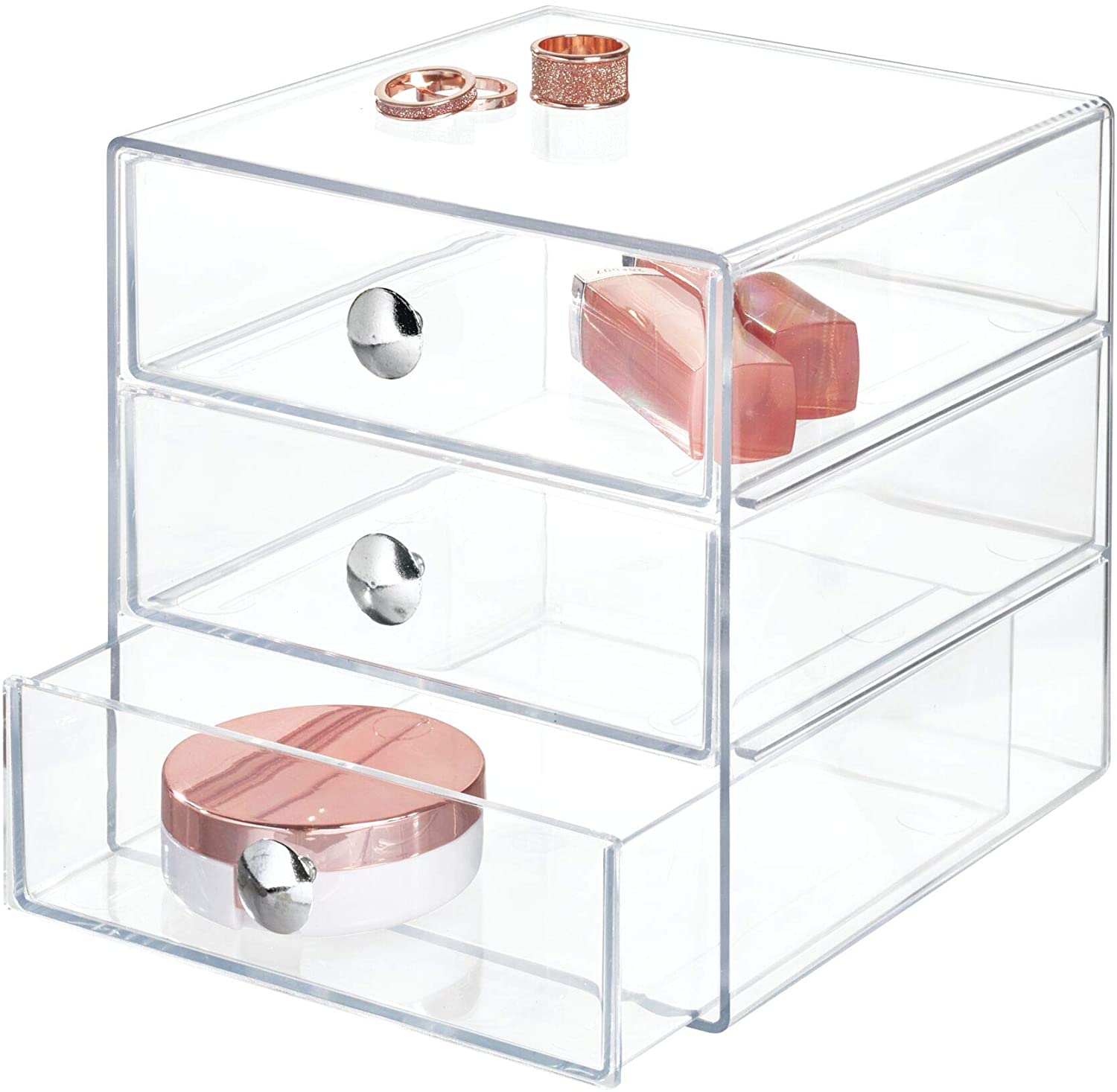 iDesign Crystal Clear BPA-Free Plastic 3-Drawer Vanity Organizer - 8.2oz (232g)